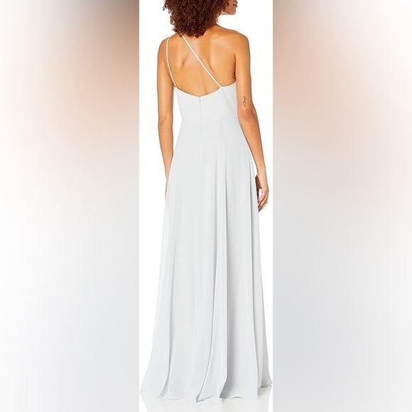 Jenny Yoo Kora Modern One Shoulder Chiffon Dress, Cloud, Size 16 - Picture 2 of 10